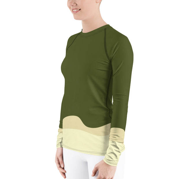 Olive Cactus Women's Rash Guard - UNIDENTIFLY