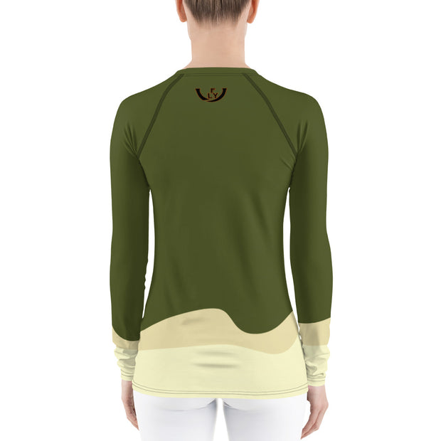 Olive Cactus Women's Rash Guard - UNIDENTIFLY