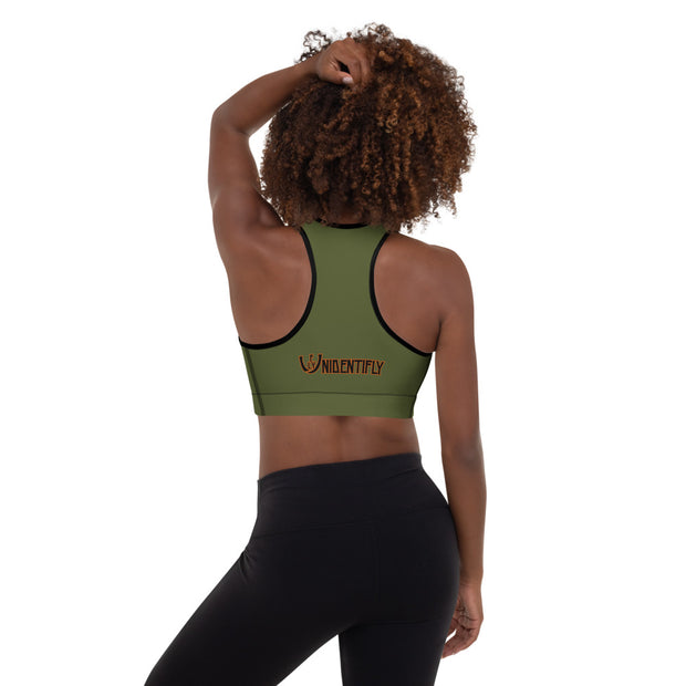 Cactus Olive Padded Sports Bra - UNIDENTIFLY