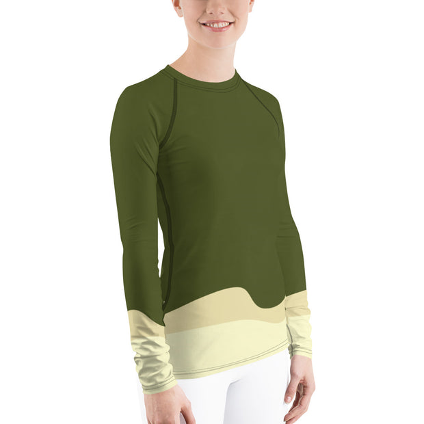 Olive Cactus Women's Rash Guard - UNIDENTIFLY