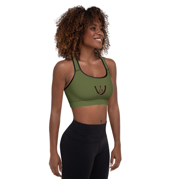 Cactus Olive Padded Sports Bra - UNIDENTIFLY
