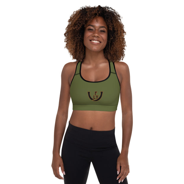 Cactus Olive Padded Sports Bra - UNIDENTIFLY