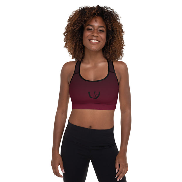 Fade to Black Burgundy Padded Sports Bra - UNIDENTIFLY